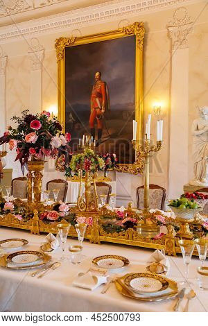 Lazne Kynzvart, Czech Republic, 7 August 2021: Metternich Representative Chateau Or Castle Interiors