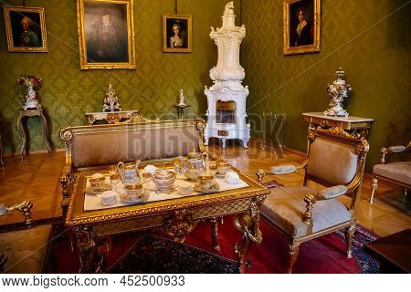 Lazne Kynzvart, Czech Republic, 7 August 2021: Metternich Representative Chateau Or Castle Interiors