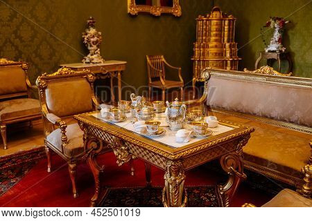 Lazne Kynzvart, Czech Republic, 7 August 2021: Metternich Representative Chateau Or Castle Interiors
