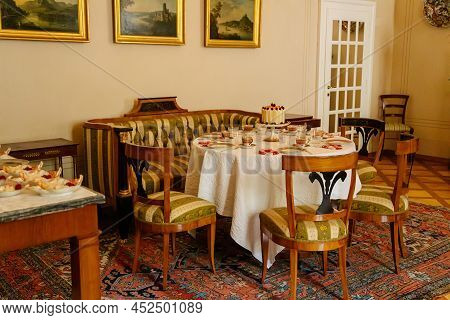 Lazne Kynzvart, Czech Republic, 7 August 2021: Metternich Representative Chateau Or Castle Interiors