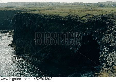 Iceland Nature Landscape On Arnarstapi Snaefellsnes. Arnarstapi Harbour, Iceland.