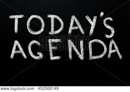 Handwritten Words Todays Agenda Background Chalkboard Texture Background Black Board Chalk Text Toda