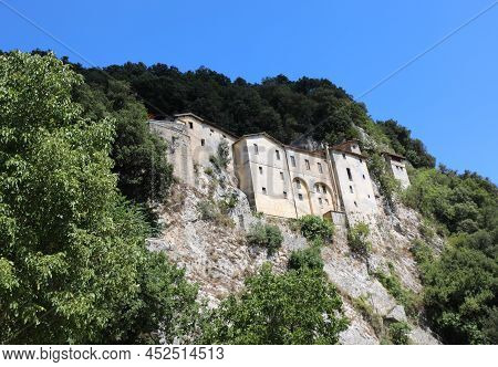 Monastery In The Greccio Town Near Rieti City In Central Italian Where Was Saint Francis