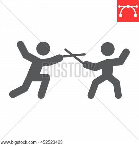 Fencing Sport Glyph Icon, Sport And Fight, Fencing Vector Icon, Vector Graphics, Editable Stroke Sol