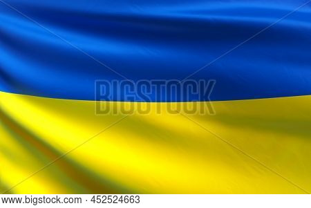 Blue And Yellow Flag. Ukrainian Flag Of An Independent European Country. State Symbols. Independent