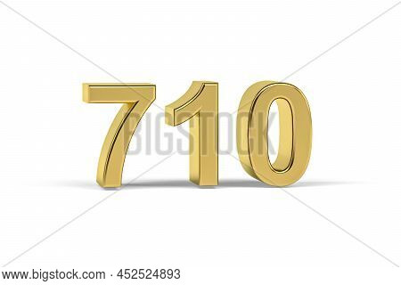 Golden 3d Number 710 - Year 710 Isolated On White Background - 3d Render