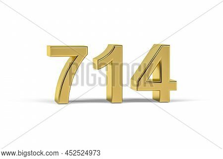 Golden 3d Number 714 - Year 714 Isolated On White Background - 3d Render