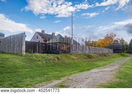 Old Landmark Fort Western, Former British Colonial Outpost At The Head Of Navigation On The Kennebec