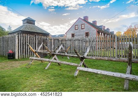 Old Landmark Fort Western, Former British Colonial Outpost At The Head Of Navigation On The Kennebec