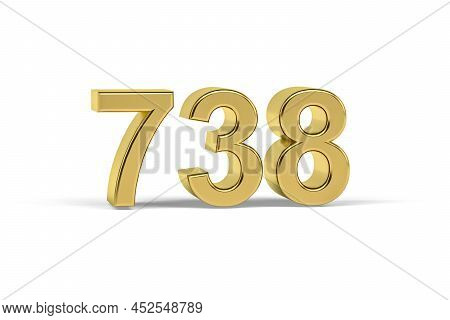Golden 3d Number 738 - Year 738 Isolated On White Background - 3d Render