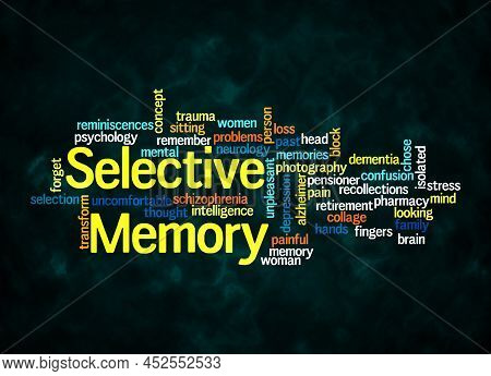 Word Cloud With Selective Memory Concept Create With Text Only.