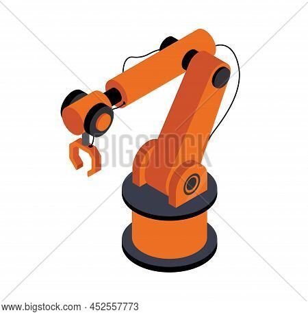 Robotic Isometric Manipulator. Special Gripper For Carrying Goods On Conveyor, Automatic Production 
