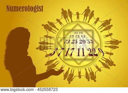 Vector Image Of A Numerologist And A Matrix Of Numbers