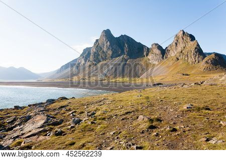 Hvalnes Lava Beach Landscape, East Iceland Landmark. Iceland Scenery