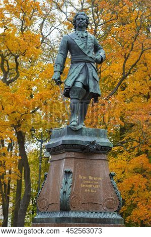 Kronstadt, Russia - October 06, 2019: Monument To Emperor Peter The Great - The Founder Of Kronstadt