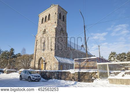 Priozersk, Russia - February 08, 2021: View Of The Old Building Of The Former Lutheran Church On A S