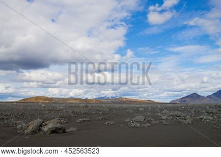 Desolate Landscape Along Central Highlands Of Iceland.