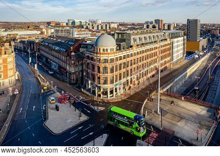 Leeds, Uk - January 12, 2022.  An Aerial View Of The Ancient Victorian Architecture Of Crispin House