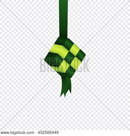 Realistic 3d Ketupat Vector Illustration. Green Ketupat Vector Template