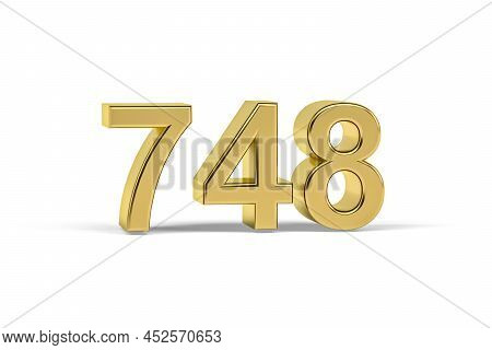 Golden 3d Number 748 - Year 748 Isolated On White Background - 3d Render
