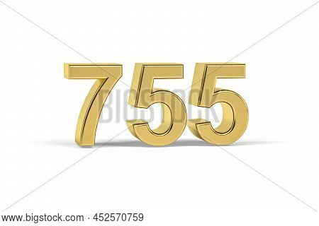 Golden 3d Number 755 - Year 755 Isolated On White Background - 3d Render