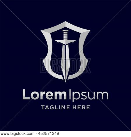 Sword Logo With Shield Concept, Sword Logo Design