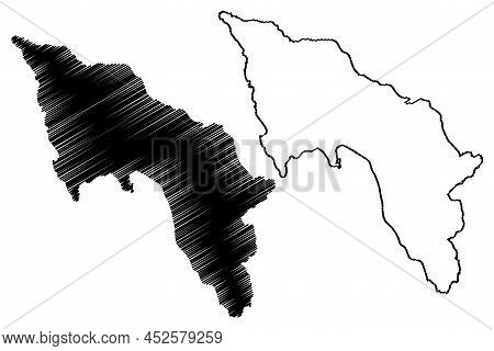 Sandoy Island (kingdom Of Denmark, Faroe Islands) Map Vector Illustration, Scribble Sketch Sand Map