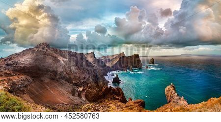 Beauty nature scenery of Madeira island. Atlantic ocean, Portugal. Viewpoint Ponta do Rosto in eastern part, Ponta de sao Lourence peninsula