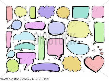 Comic Speech Bubble Hand-drawn Sketch In Doodle Style Vector Bubble Chat, Message Element.