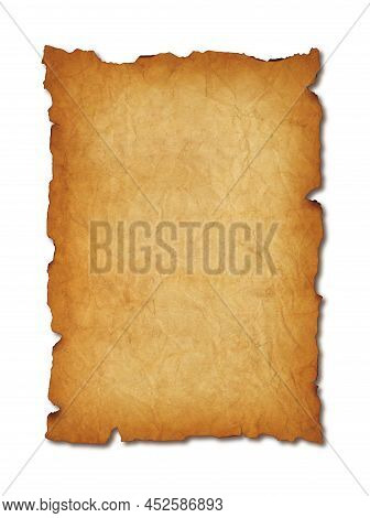 Old Mediaeval Paper Sheet. Parchment Scroll Isolated On White Background With Shadow
