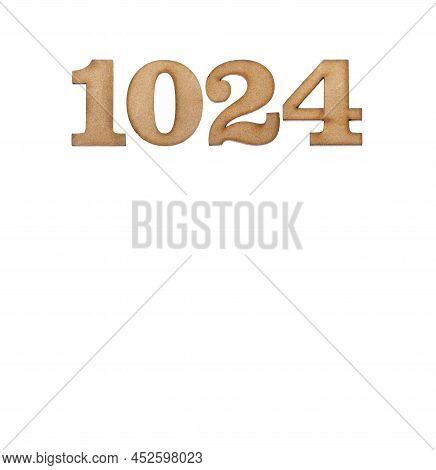 Number 1024 - Piece Of Wood Isolated On White Background