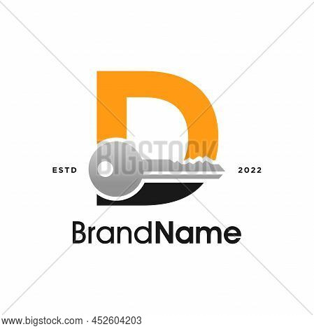 Simple And Modern Illustration Logo Design Initial D Combine With Key.
