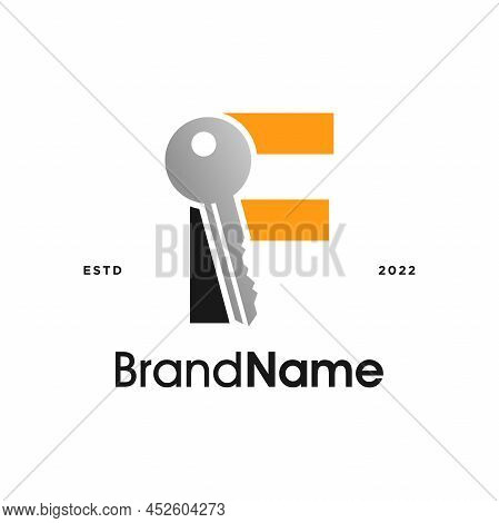 Simple And Modern Illustration Logo Design Initial F Combine With Key.