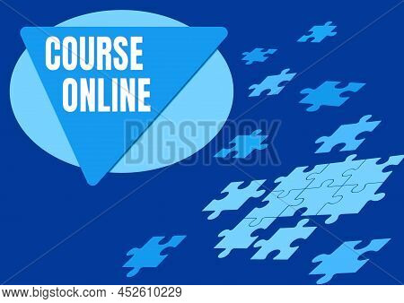 Conceptual Caption Course Online. Word Written On Elearning Electronic Education Distant Study Digit