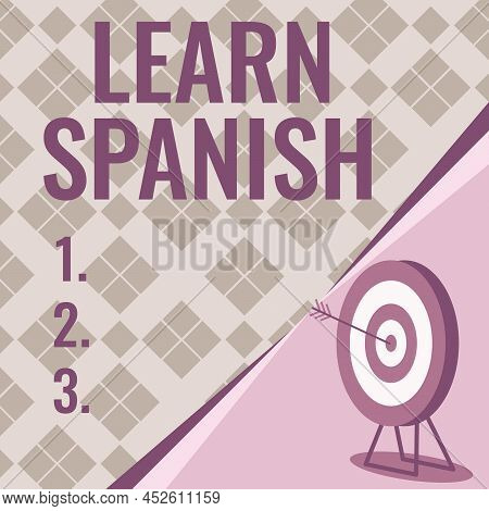 Text Sign Showing Learn Spanish. Concept Meaning Translation Language In Spain Vocabulary Dialect Sp