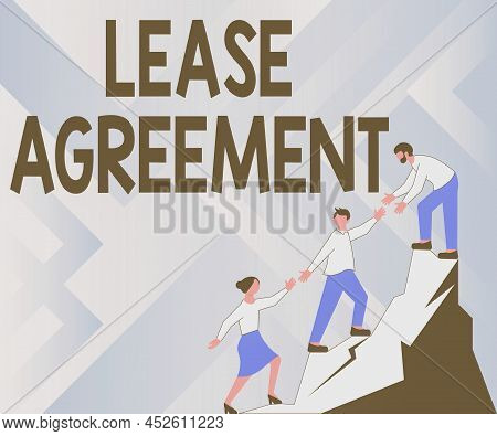 Text Caption Presenting Lease Agreement. Internet Concept Contract On The Terms To One Party Agrees 