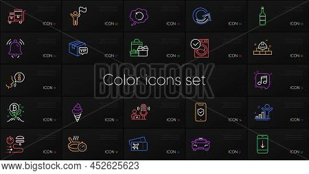 Set Of Notification Bell, Washing Machine And Taxi Line Icons. Include Musical Note, Leadership, Inv