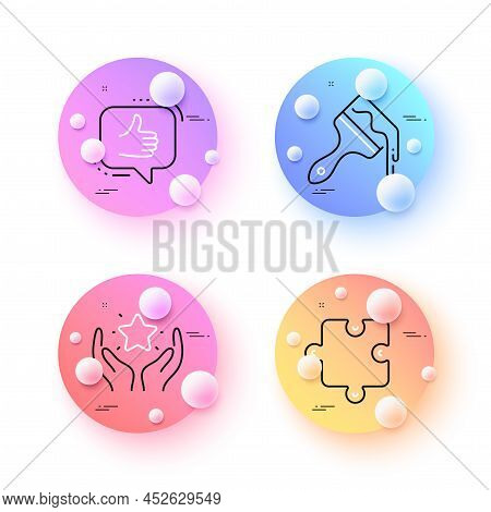 Like, Puzzle And Ranking Minimal Line Icons. 3d Spheres Or Balls Buttons. Brush Icons. For Web, Appl