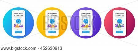 Minimal Set Of Push Cart, Passport Warning And Save Planet Line Icons. Phone, Cellphone Ui Interface