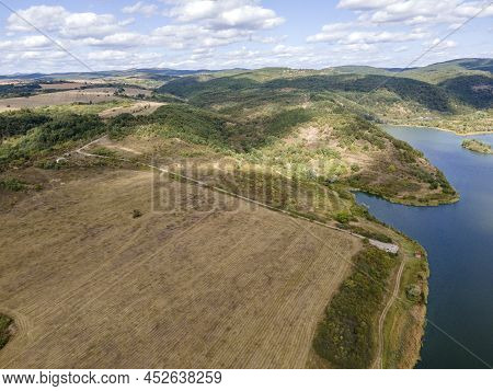 Amazing Aerial View Of Pchelina Reservoir, Pernik Region, Bulgaria