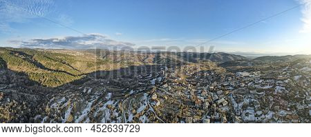 Aerial Panorama Of Village Of Dolen With Authentic Nineteenth Century Houses, Blagoevgrad Region, Bu