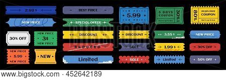 Set Of Long Horizontal Shapes Vector Price Tags,