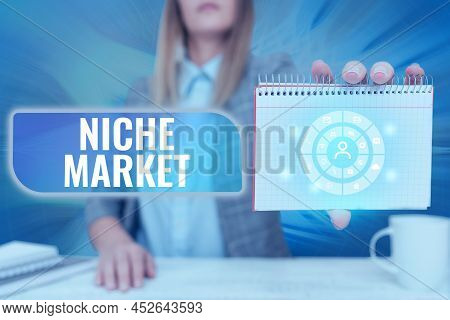 Text Sign Showing Niche Market. Concept Meaning Subset Of The Market On Which Specific Product Is Fo