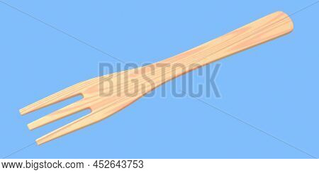Wooden Spoon Or Kitchen Utensils On Blue Background.