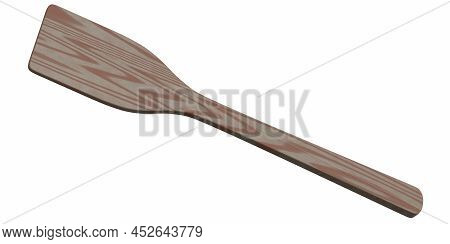Wooden Solid Turner Or Kitchen Utensils On White Background.