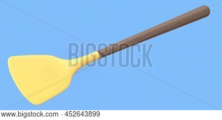 Silicon Solid Turner Or Kitchen Utensils On Blue Background.