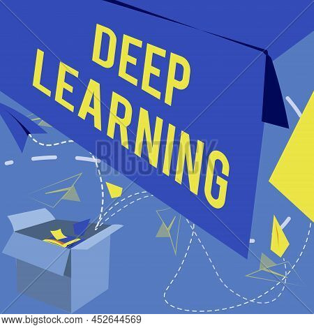 Text Sign Showing Deep Learning. Business Idea Hierarchical Abstractions Artificial Intelligence Alg