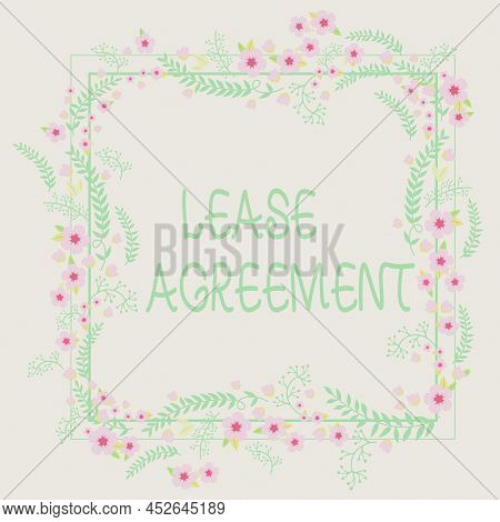 Writing Displaying Text Lease Agreement. Business Idea Contract On The Terms To One Party Agrees Ren