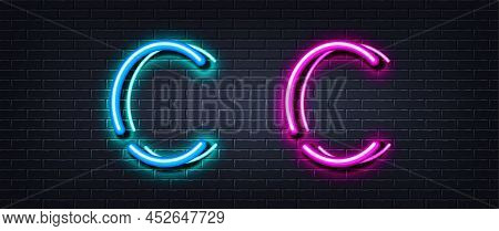 Initial Letter C Icon. Neon Light Line Effect. Line Typography Character Sign. Large First Font Lett