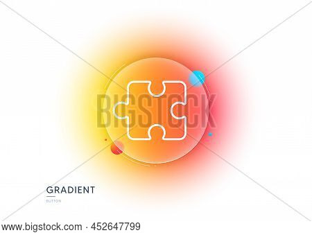 Puzzle Piece Line Icon. Gradient Blur Button With Glassmorphism. Jigsaw Game Shape Sign. Business St
